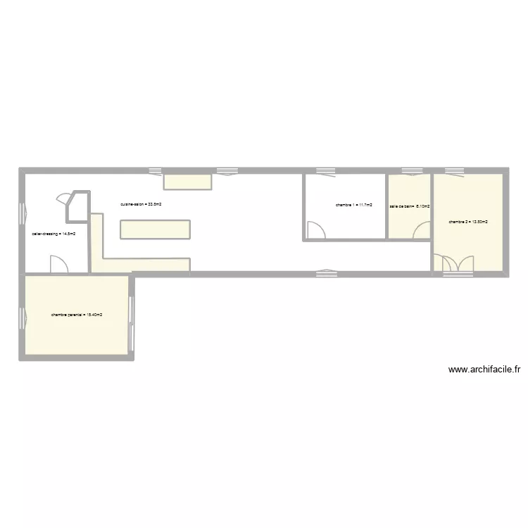 maiso lasfustes. Plan de 6 Pièces et 46 m²