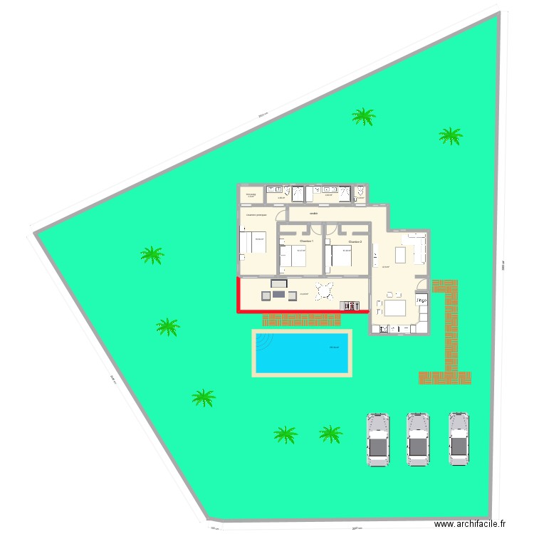 maison 100 m2  + terrasse panour. Plan de 10 pièces et 1017 m2