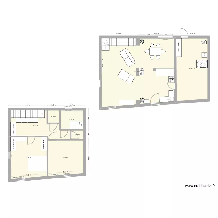 R&eacute;novation plan de base. Plan de 8  et 131 m²