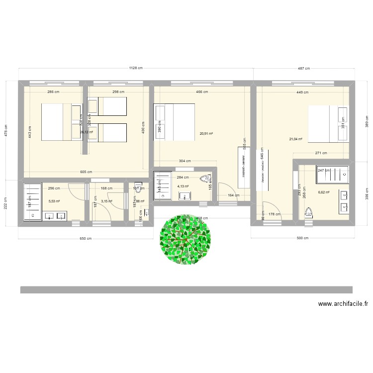 Chambres essaouira. Plan de 8 pièces et 89 m2