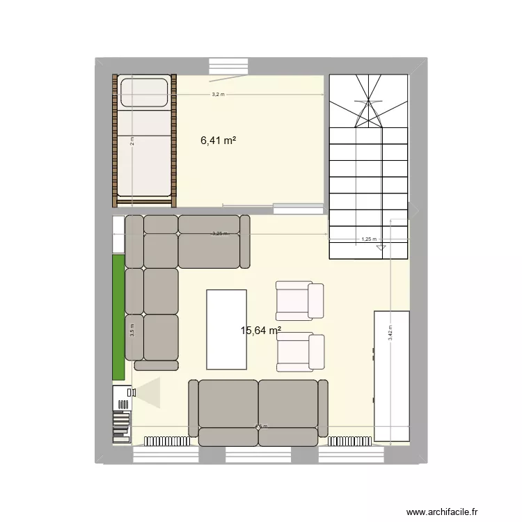 LaBouille1er. Plan de 2  et 22 m²