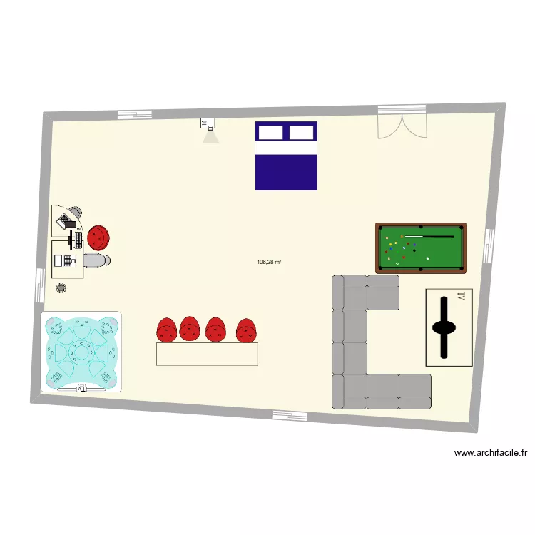 chambre cool. Plan de 