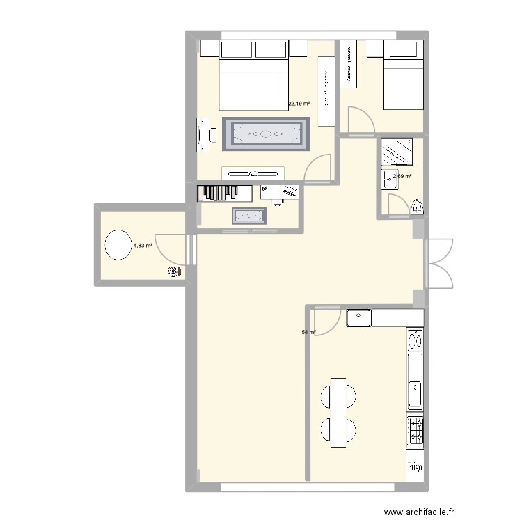 appartement chic. Plan de 4 pièces et 84 m2
