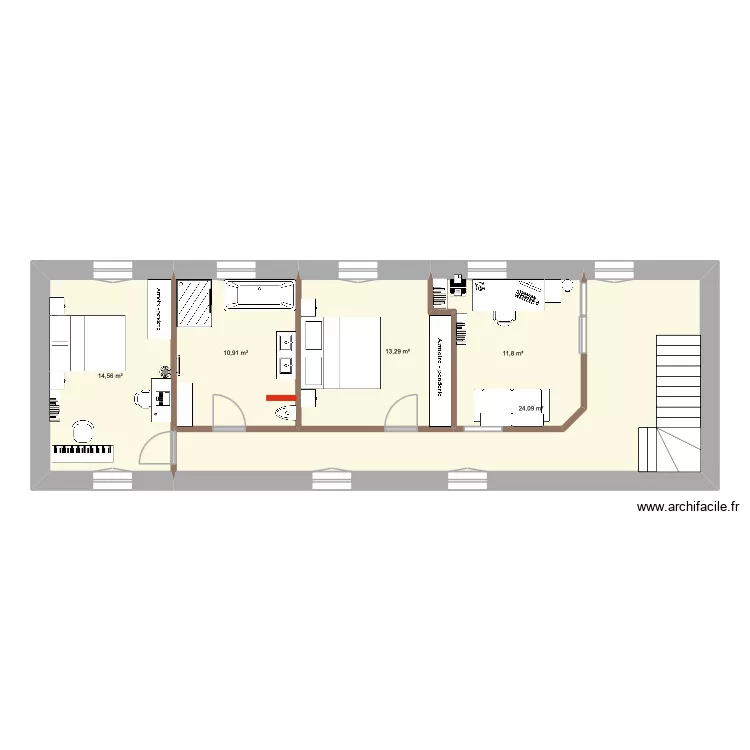 Etage maison DEPARIS. Plan de 5  et 75 m²