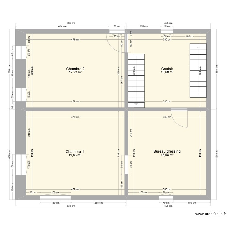 1e etage weinbourg dim ok vide. Plan de 4 pièces et 66 m2