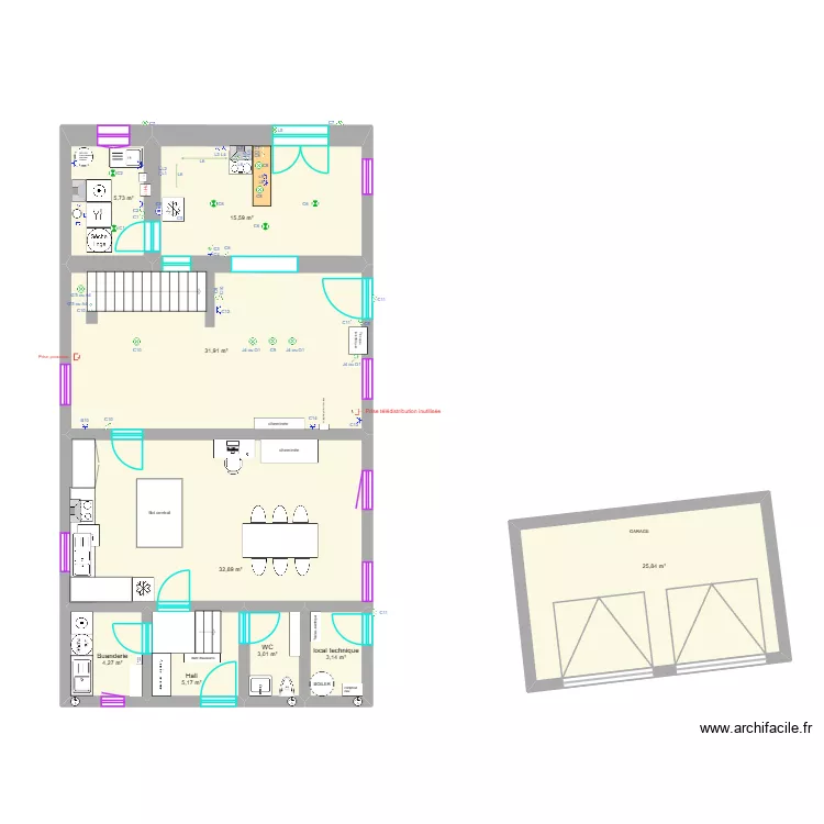 Maison Arquennes RDC id&eacute;e 1. Plan de 9  et 128 m²