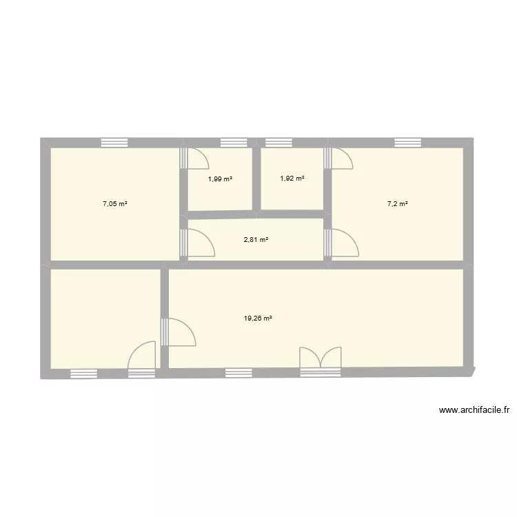 maison trois chambre salon. Plan de 6  et 40 m²