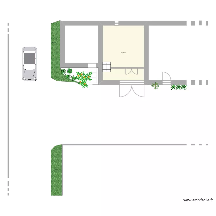Plan ext&eacute;rieur. Plan de 1  et 32 m²