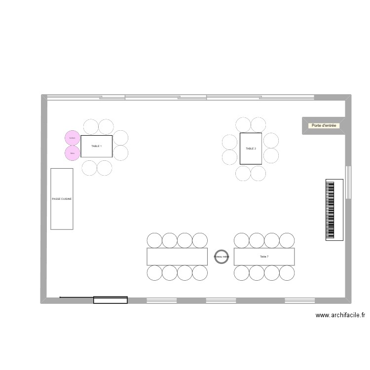 Plan de table gériatrie. Plan de 2 pièces et 128 m2