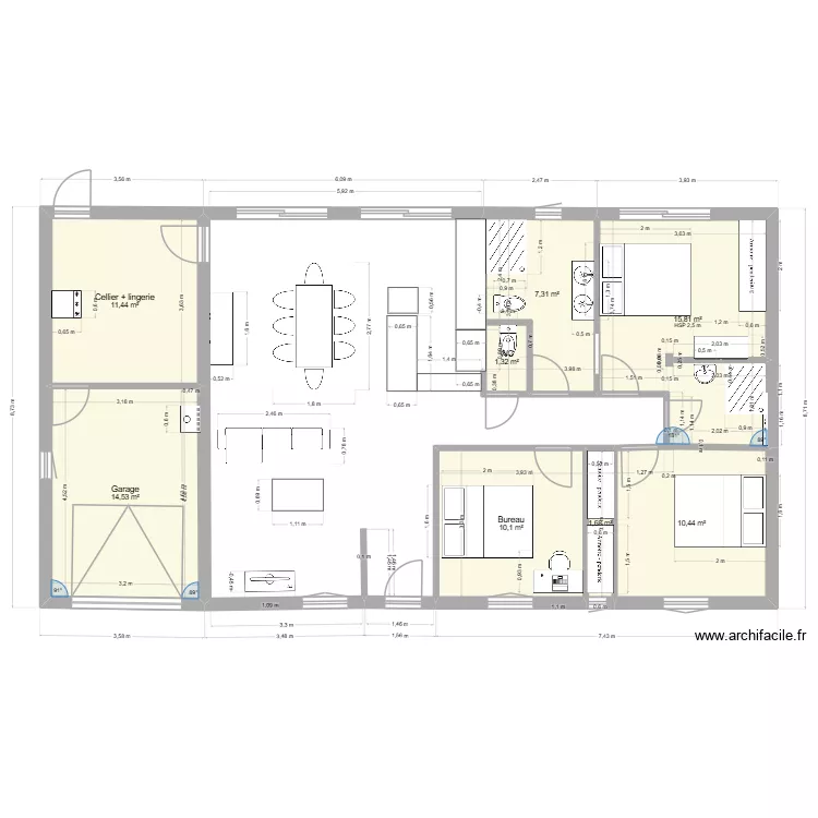 MAISON PLAIN PIED 130 M2 3 CHAMBRES. Plan de 8  et 73 m²