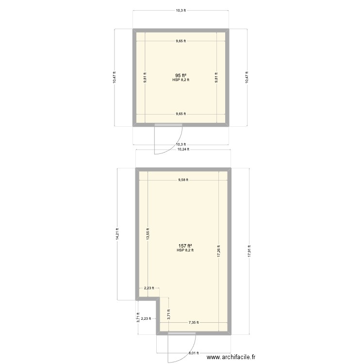 LB Bora. Plan de 2 pièces et 23 m2