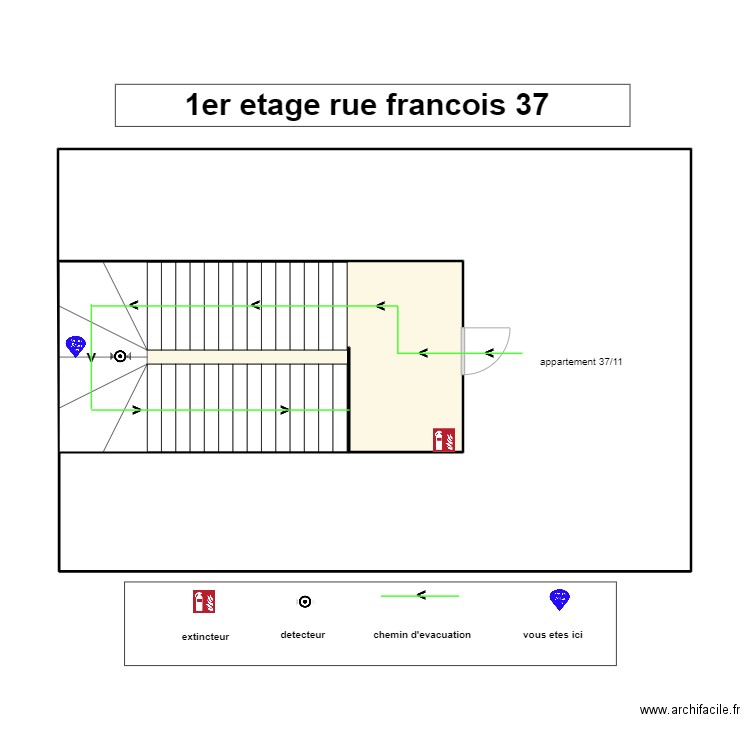 1er etage fran37. Plan de 2 pièces et 78 m2