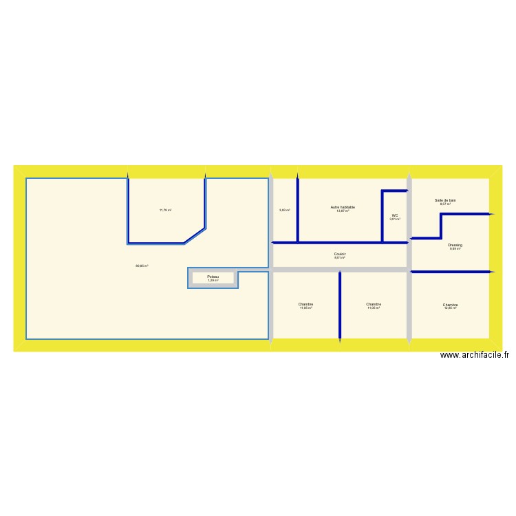 chavannes. Plan de 12 pièces et 175 m2
