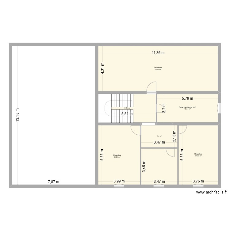 MAISON UPIE ETAGE. Plan de 6 pièces et 142 m2