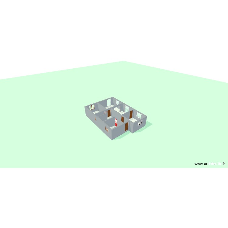 RDC. Plan de 7 pièces et 93 m2