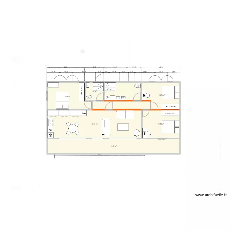 Maison 2. Plan de 7  et 103 m²