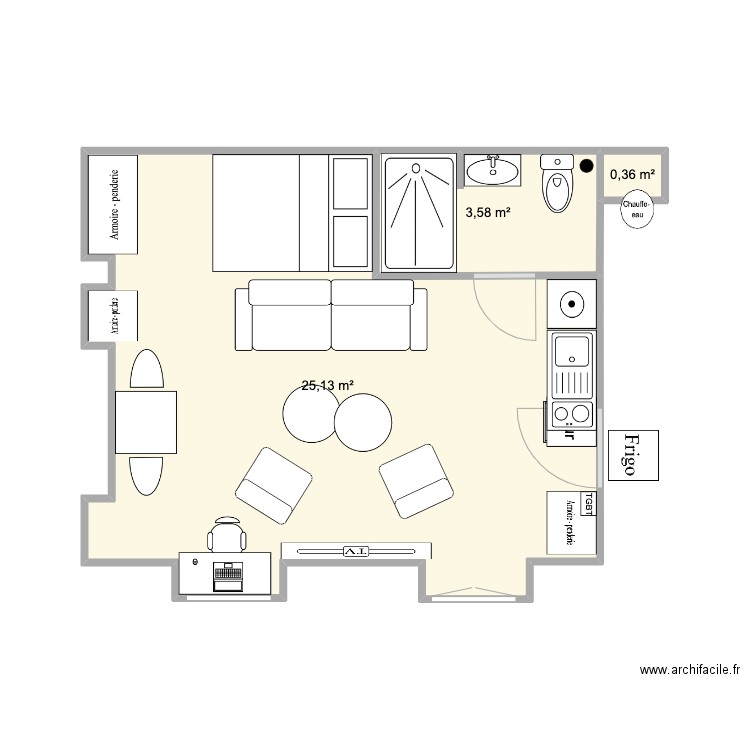 AL DARBEFEUILLE V2. Plan de 3 pièces et 29 m2