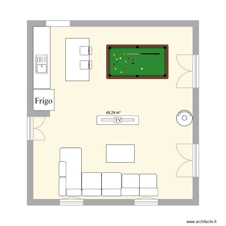 deirdourit. Plan de 1 pièce et 49 m2