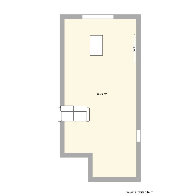 Dupré Pièce a vivre. Plan de 1 pièce et 38 m2