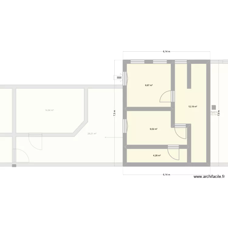 Agence. Plan de 14 Pièces et 250 m² Agence. Plan de 14 Pièces et 250 m²