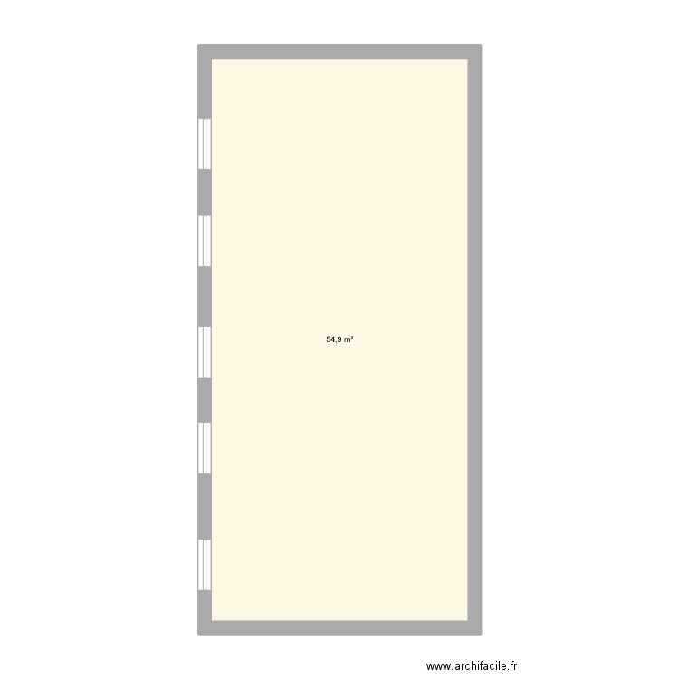 wcc. Plan de 1 pièce et 55 m2