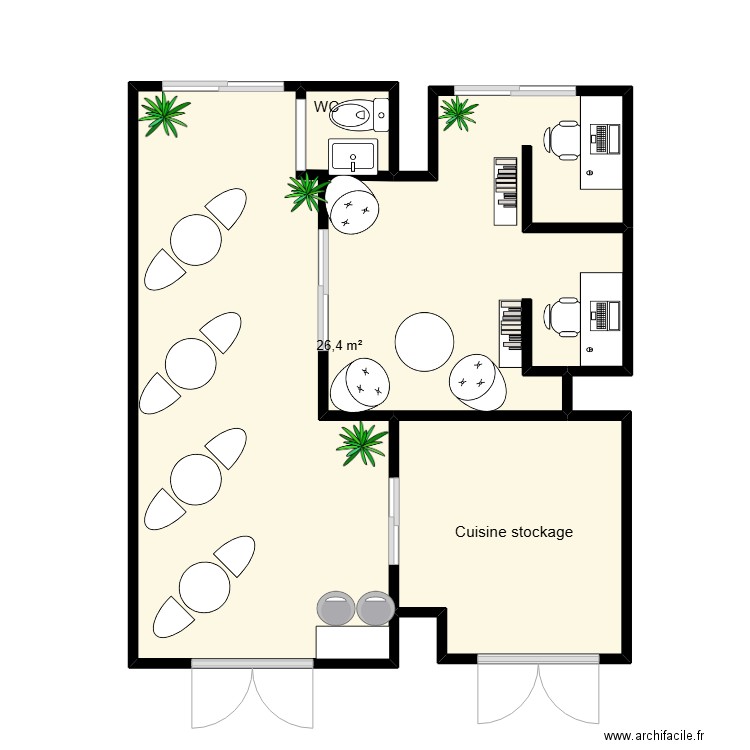 plan salon the travail. Plan de 3 pièces et 34 m2