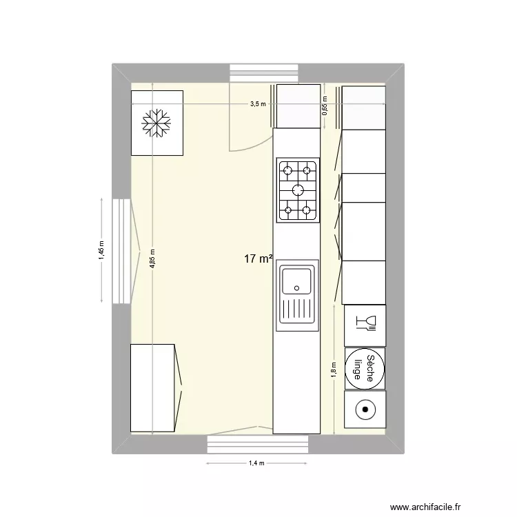 Cuisine JL. Plan de 1 Pièce et 17 m² Cuisine JL. Plan de 1 Pièce et 17 m²