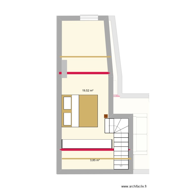 RDC vide. Plan de 5 pièces et 63 m2