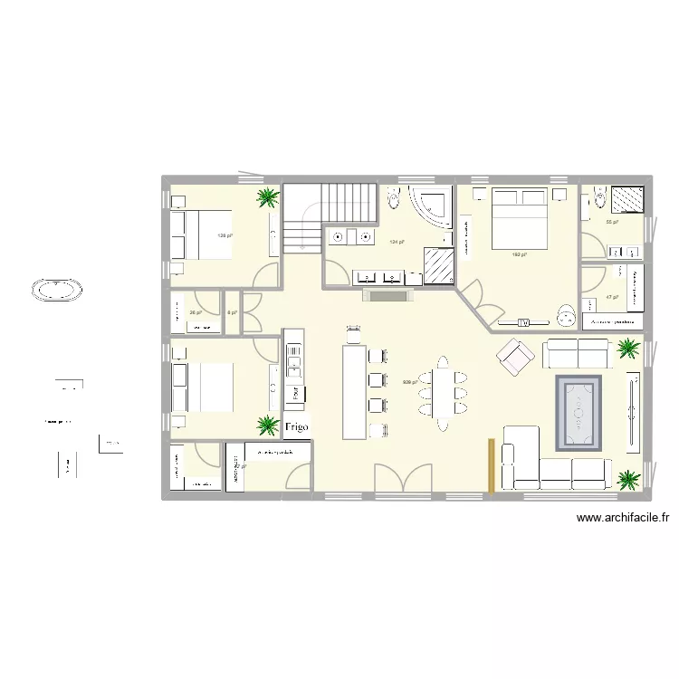 Plan chalet 2026-4. Plan de 9 pièces et 147 m²