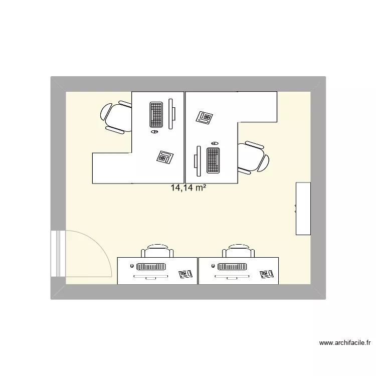 bureau m&eacute;dia. Plan de 