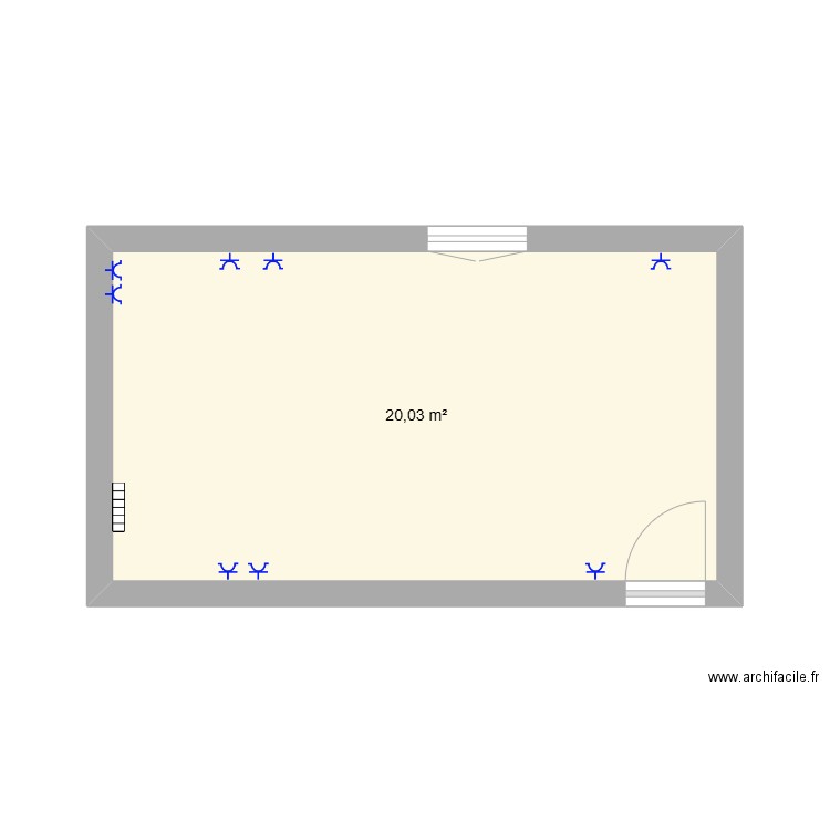 bureau. Plan de 1 pièce et 20 m2