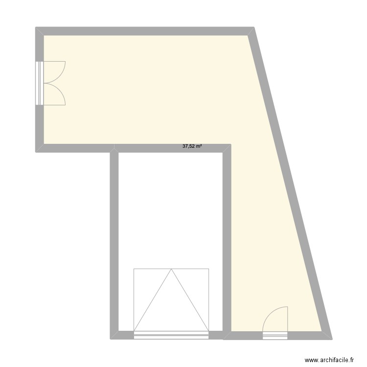 Atelier 2. Plan de 1 pièce et 38 m2