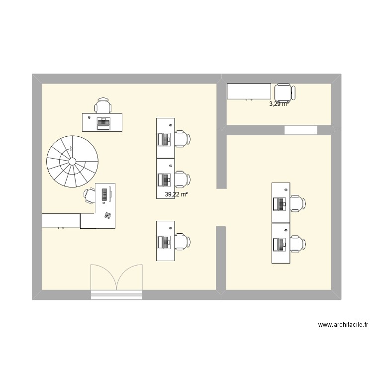 plan magasin. Plan de 2 pièces et 43 m2