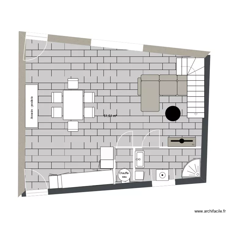 LOFT. Plan de 1 Pièce et 52 m² LOFT. Plan de 1 Pièce et 52 m²
