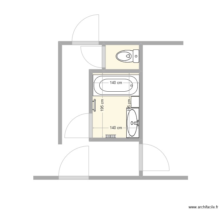 Didelot avant travaux. Plan de 2 pièces et 3 m2