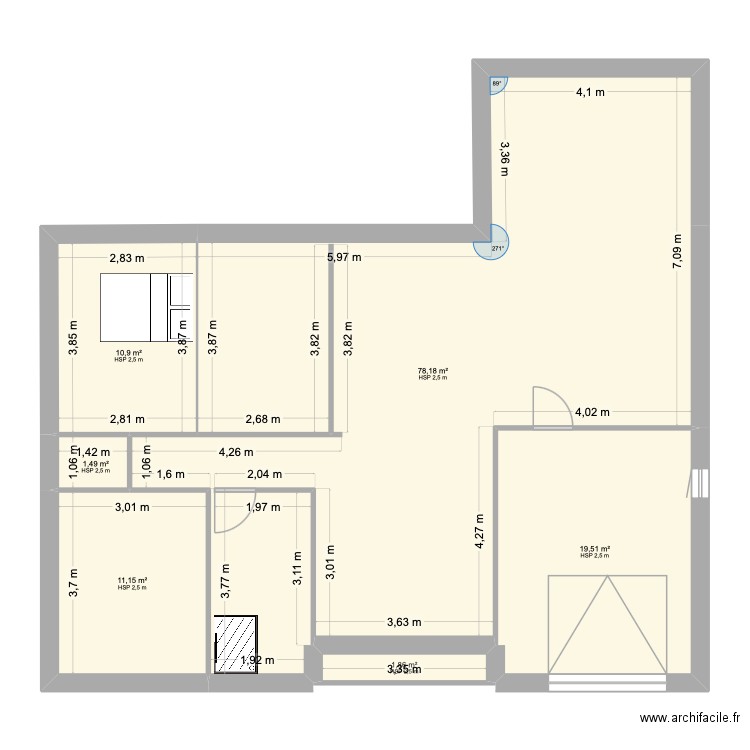 plan 1. Plan de 6 pièces et 123 m2