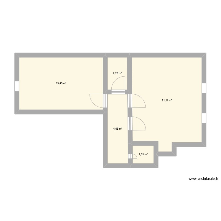 Plan Vanves cible. Plan de 5 pièces et 45 m2