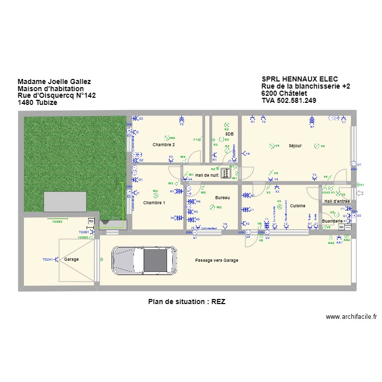 gallez. Plan de 13 pièces et 132 m2