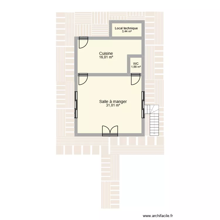 Plan de r&eacute;f&eacute;rence Pavillon. Plan de 7  et 105 m²