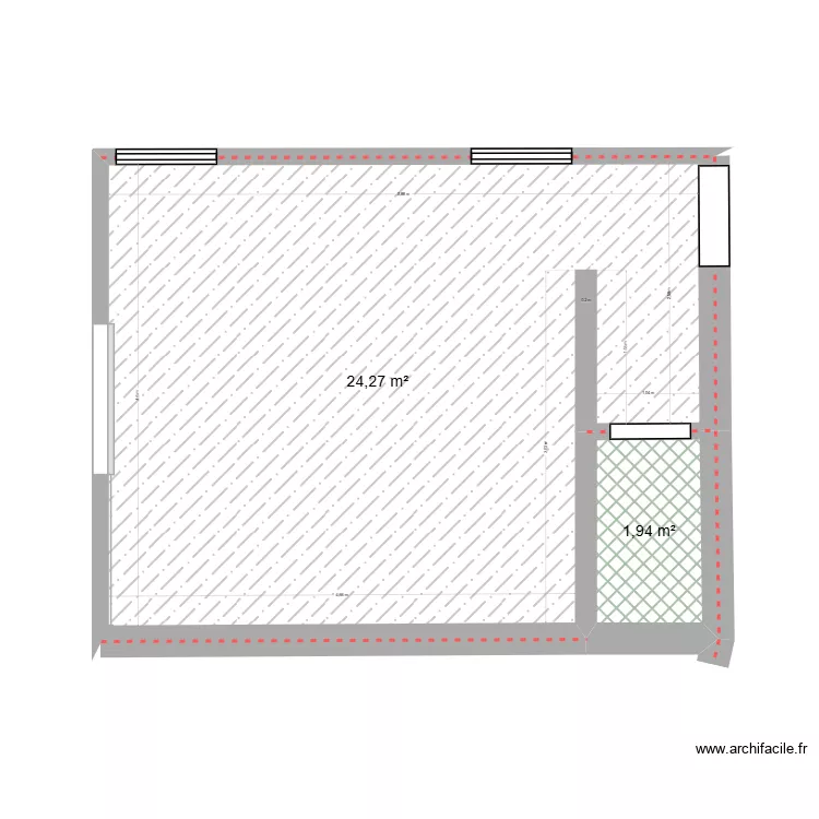 سطح. Plan de 2  et 26 m²