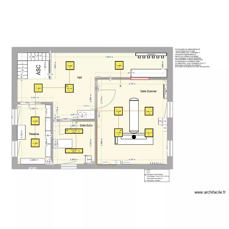 Etage Scanner - M.Oj&eacute;a -  Luminaires -  26 mai 2026. Plan de 4  et 75 m²