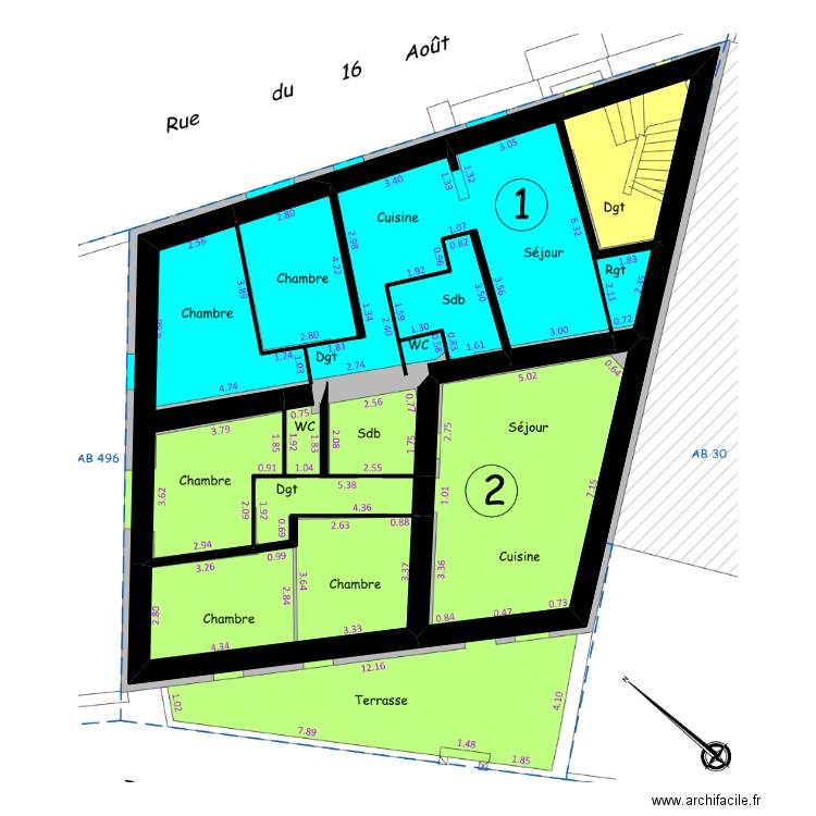 PONTISERE. Plan de 4 pièces et 95 m2