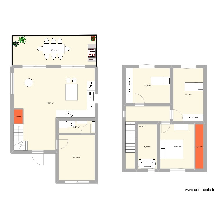 Optima 85. Plan de 11 pièces et 120 m2