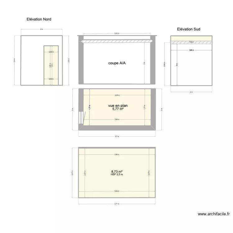 abri de jardin atelier 2. Plan de 6  et 27 m²