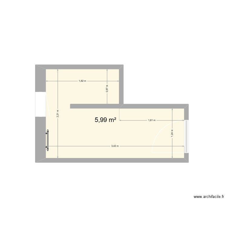 SDB. Plan de 1 pièce et 6 m2