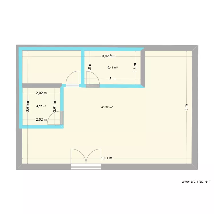 PLAN 1. Plan de 3  et 64 m²