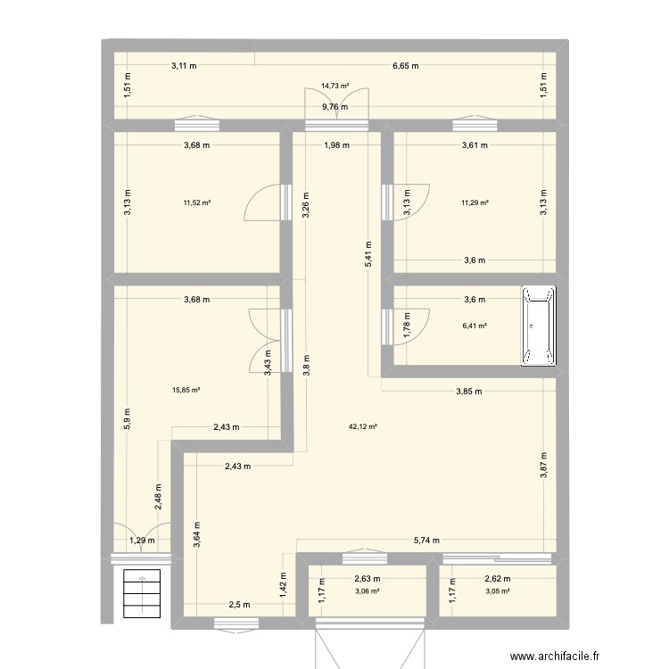 plan1. Plan de 8 pièces et 108 m2