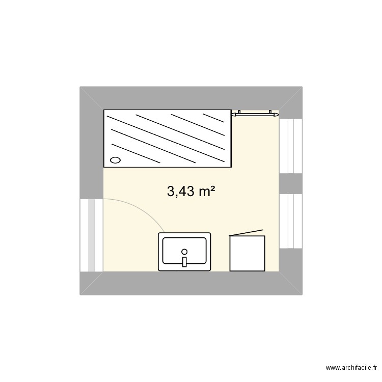 Salle de bain. Plan de 1 pièce et 3 m2