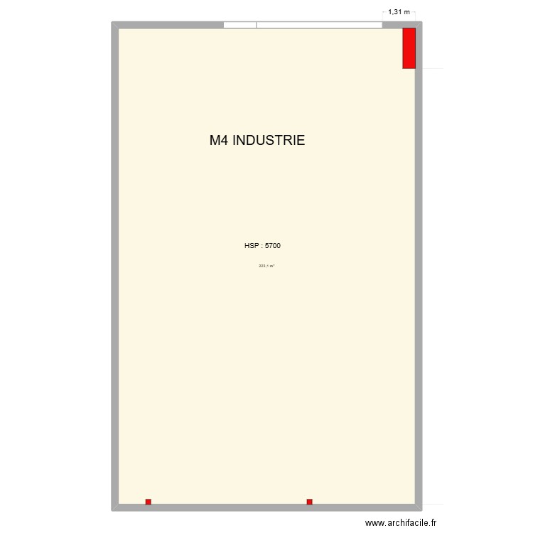 M4 industrie. Plan de 1 pièce et 223 m2