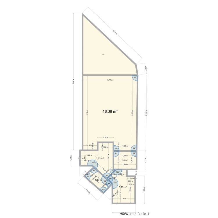 miramar. Plan de 6 pièces et 37 m2